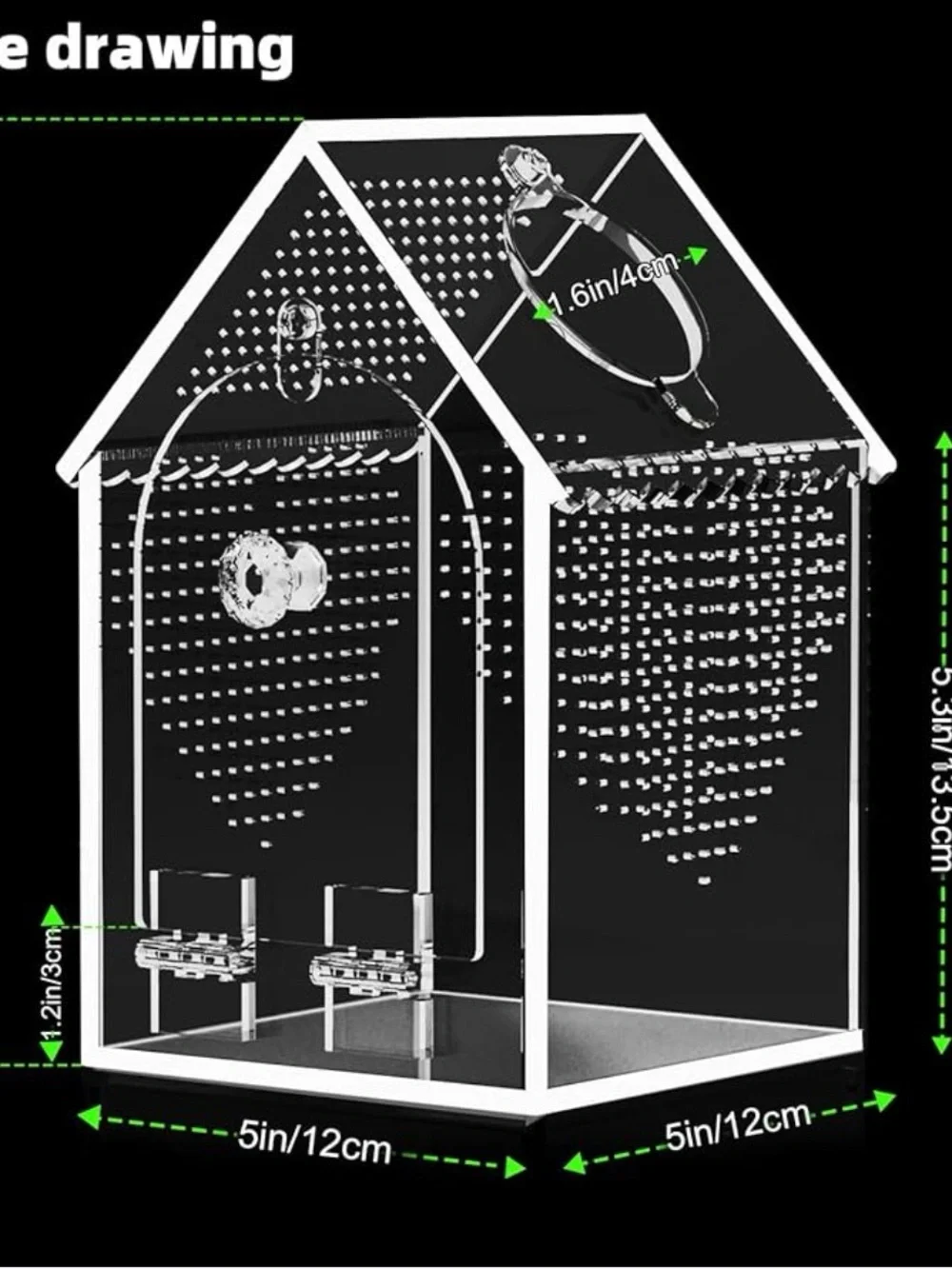 Clear Acrylic House-Shaped small pet enclosure